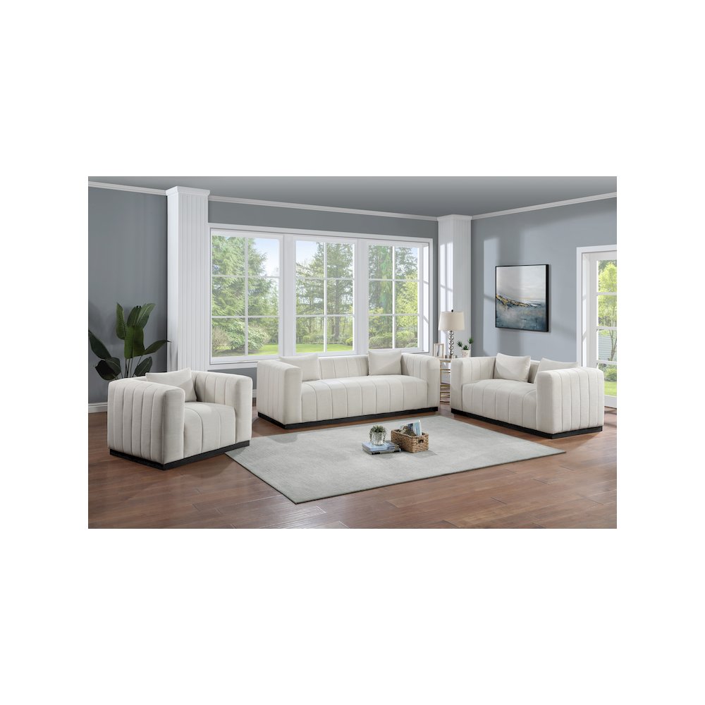 Lucia Beige Linen Textured Fabric Sofa