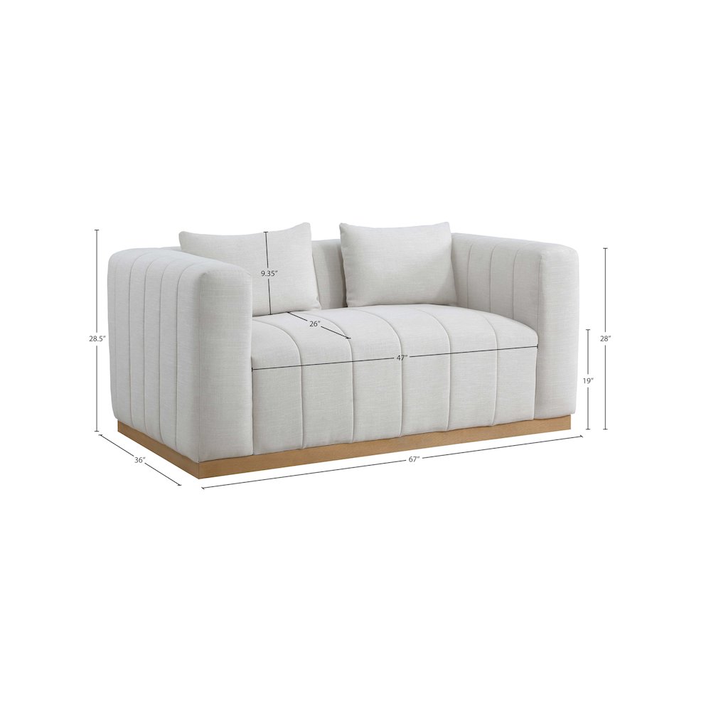 Lucia Cream Linen Textured Fabric Loveseat