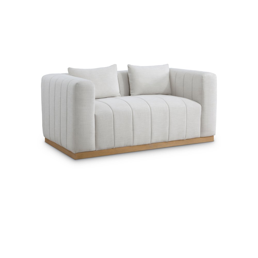 Lucia Cream Linen Textured Fabric Loveseat