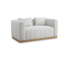 Lucia Cream Linen Textured Fabric Loveseat