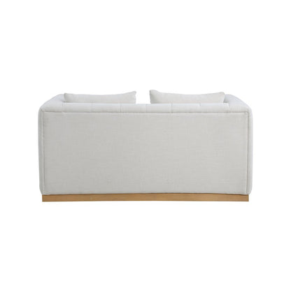 Lucia Cream Linen Textured Fabric Loveseat