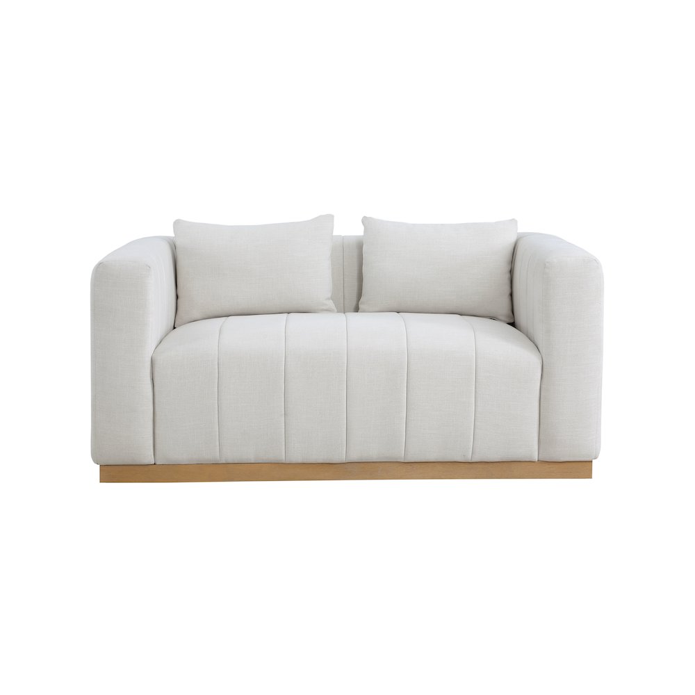 Lucia Cream Linen Textured Fabric Loveseat