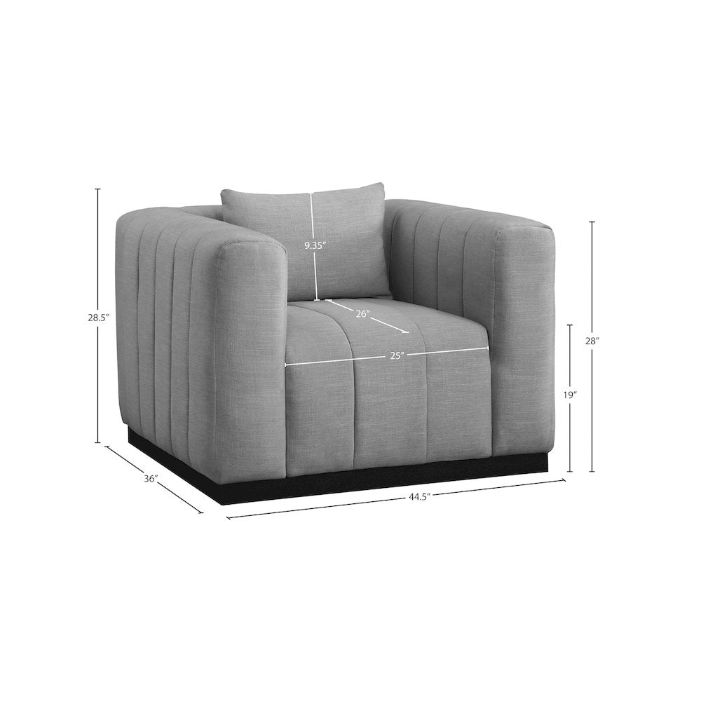 Lucia Grey Linen Textured Fabric Chair