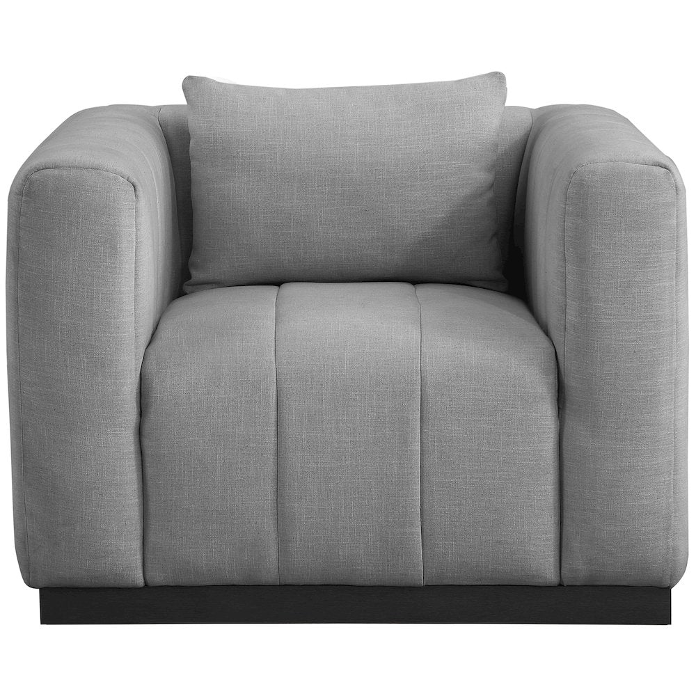 Lucia Grey Linen Textured Fabric Chair