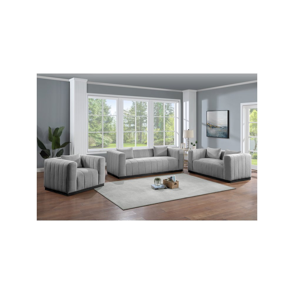 Lucia Grey Linen Textured Fabric Chair