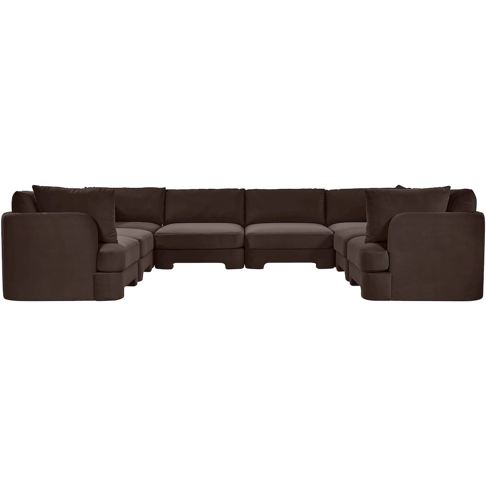 Hammond 148" Brown Velvet Performance Fabric 8pc. U-Shaped Sectional