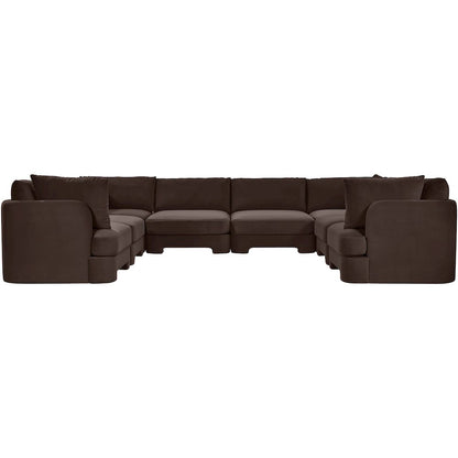 Hammond 148" Brown Velvet Performance Fabric 8pc. U-Shaped Sectional