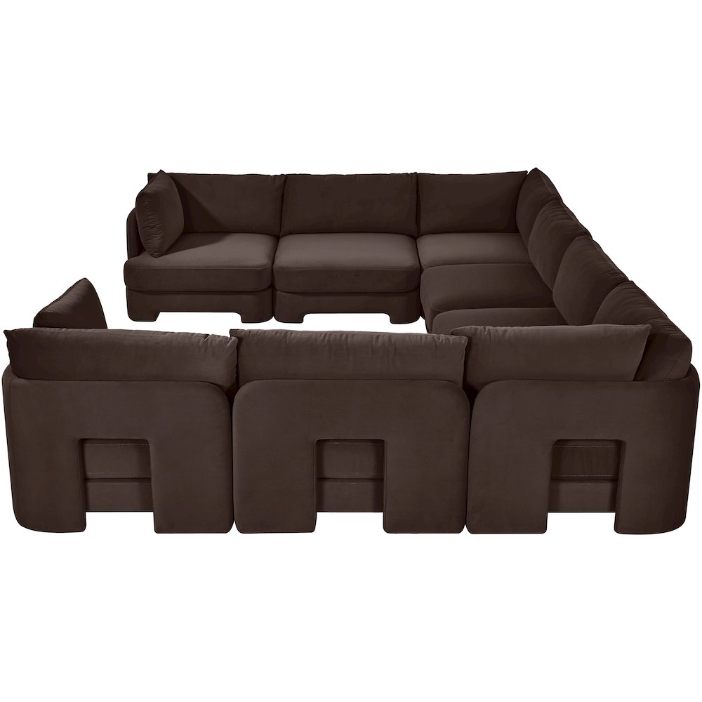 Hammond 148" Brown Velvet Performance Fabric 8pc. U-Shaped Sectional