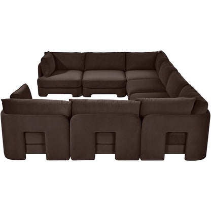 Hammond 148" Brown Velvet Performance Fabric 8pc. U-Shaped Sectional