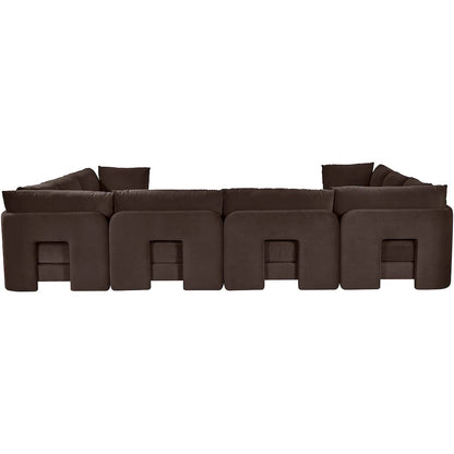 Hammond 148" Brown Velvet Performance Fabric 8pc. U-Shaped Sectional