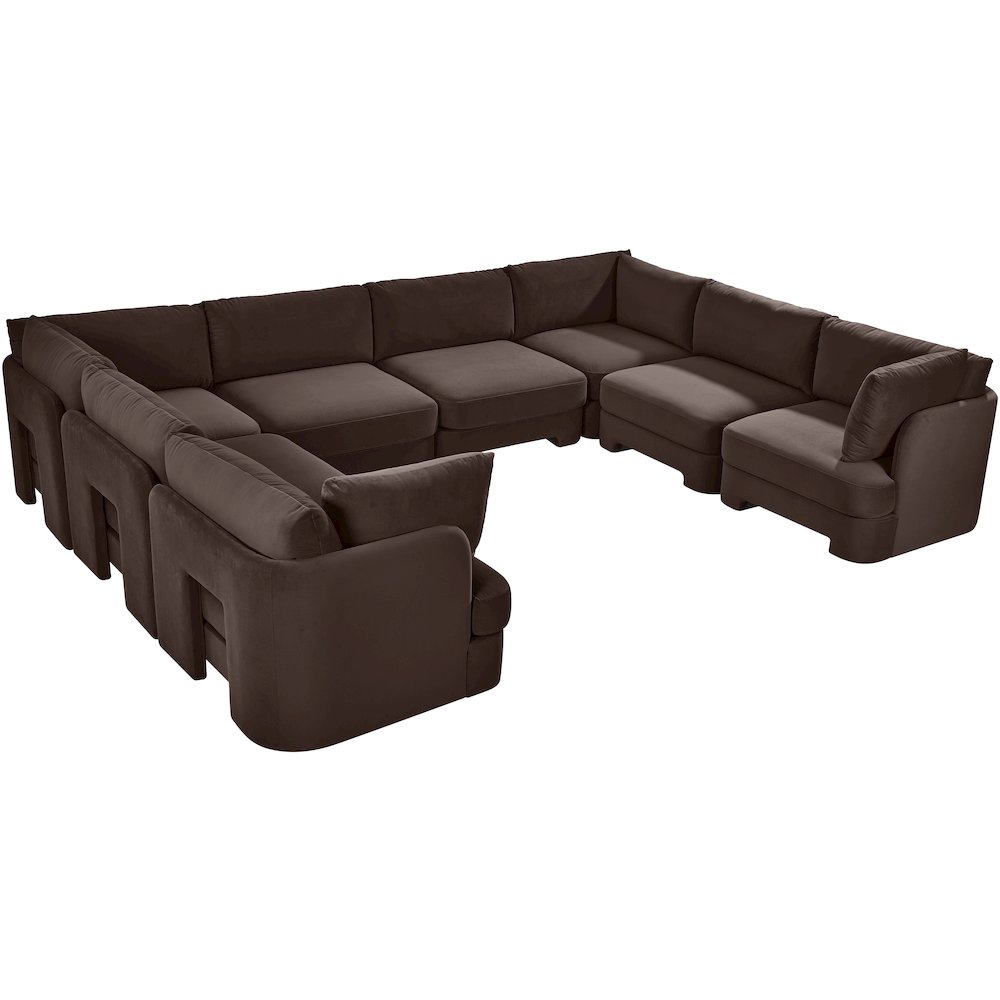 Hammond 148" Brown Velvet Performance Fabric 8pc. U-Shaped Sectional
