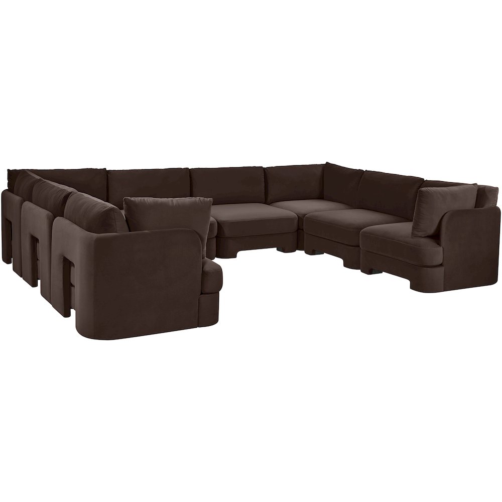 Hammond 148" Brown Velvet Performance Fabric 8pc. U-Shaped Sectional