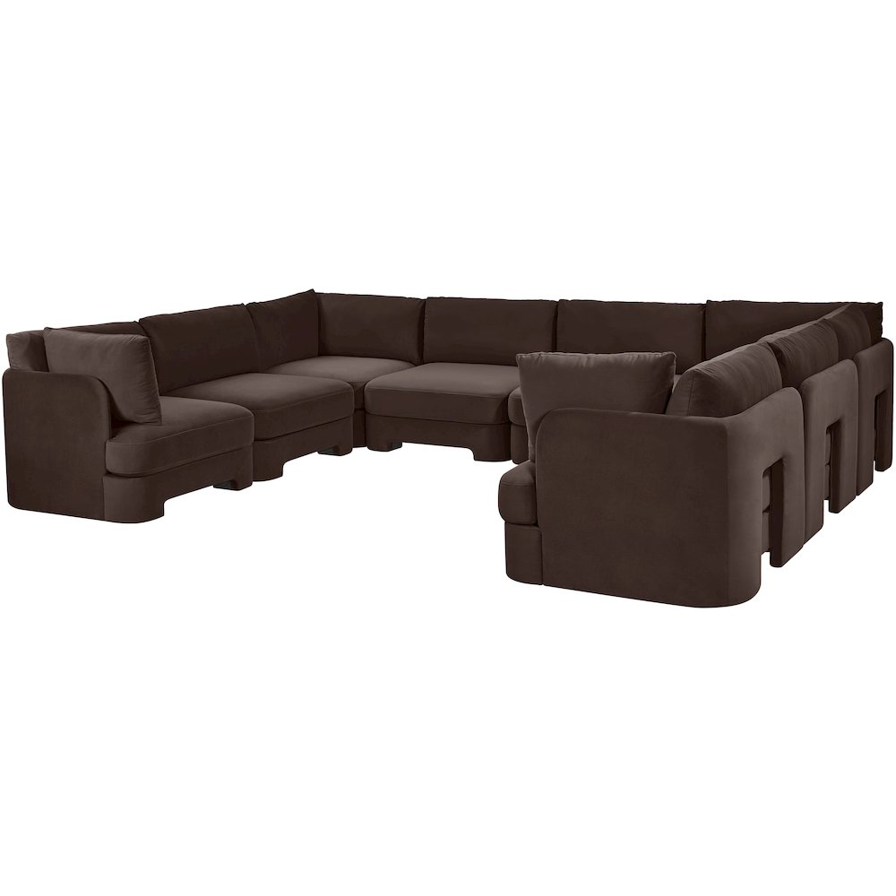 Hammond 148" Brown Velvet Performance Fabric 8pc. U-Shaped Sectional