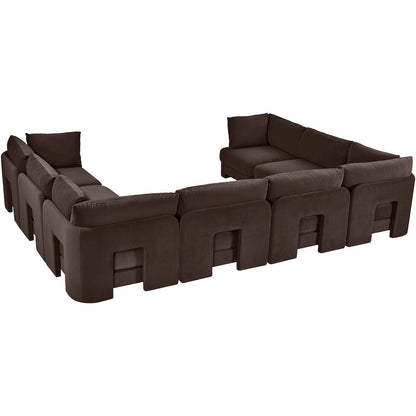 Hammond 148" Brown Velvet Performance Fabric 8pc. U-Shaped Sectional