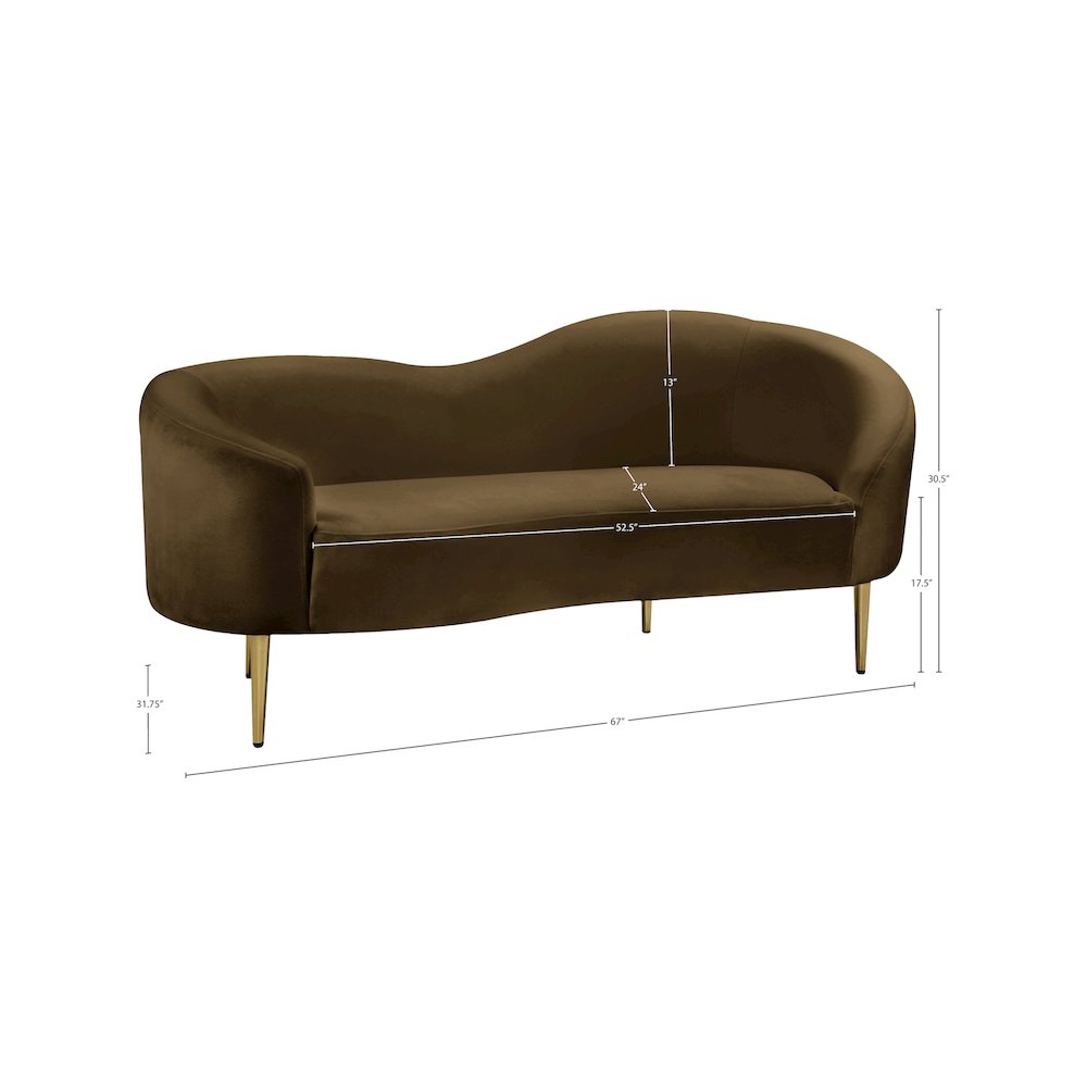 Ritz Brown Velvet Loveseat