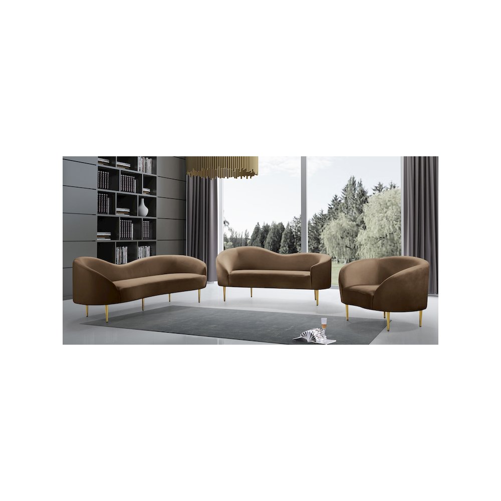 Ritz Brown Velvet Sofa