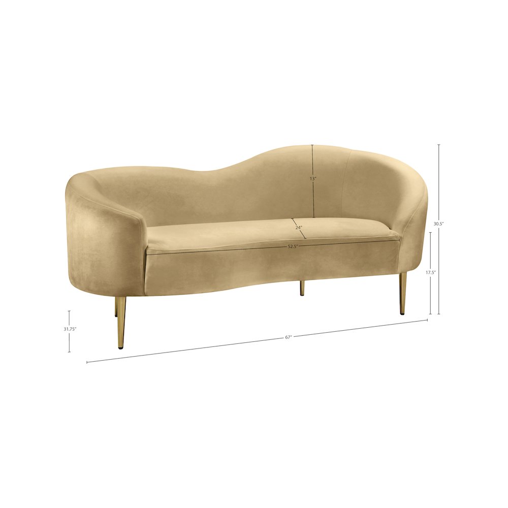 Ritz Camel Velvet Loveseat