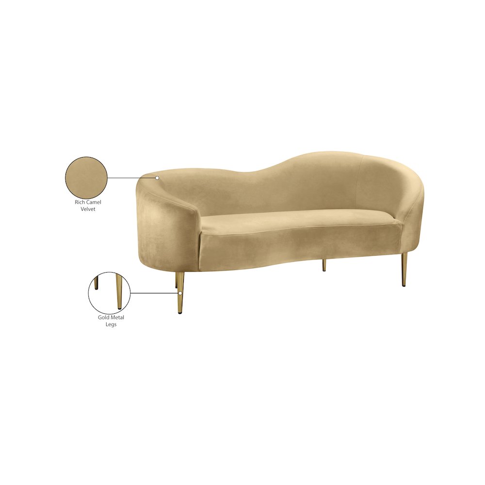 Ritz Camel Velvet Loveseat