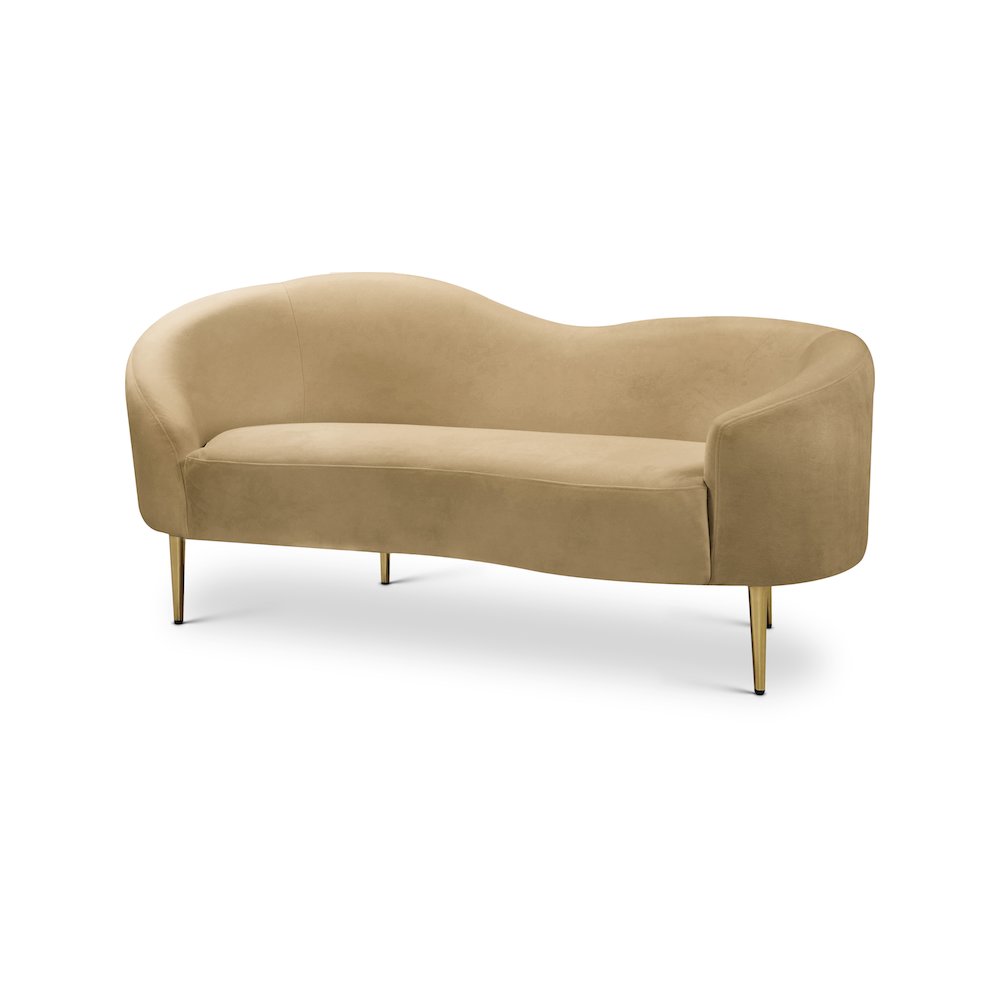 Ritz Camel Velvet Loveseat