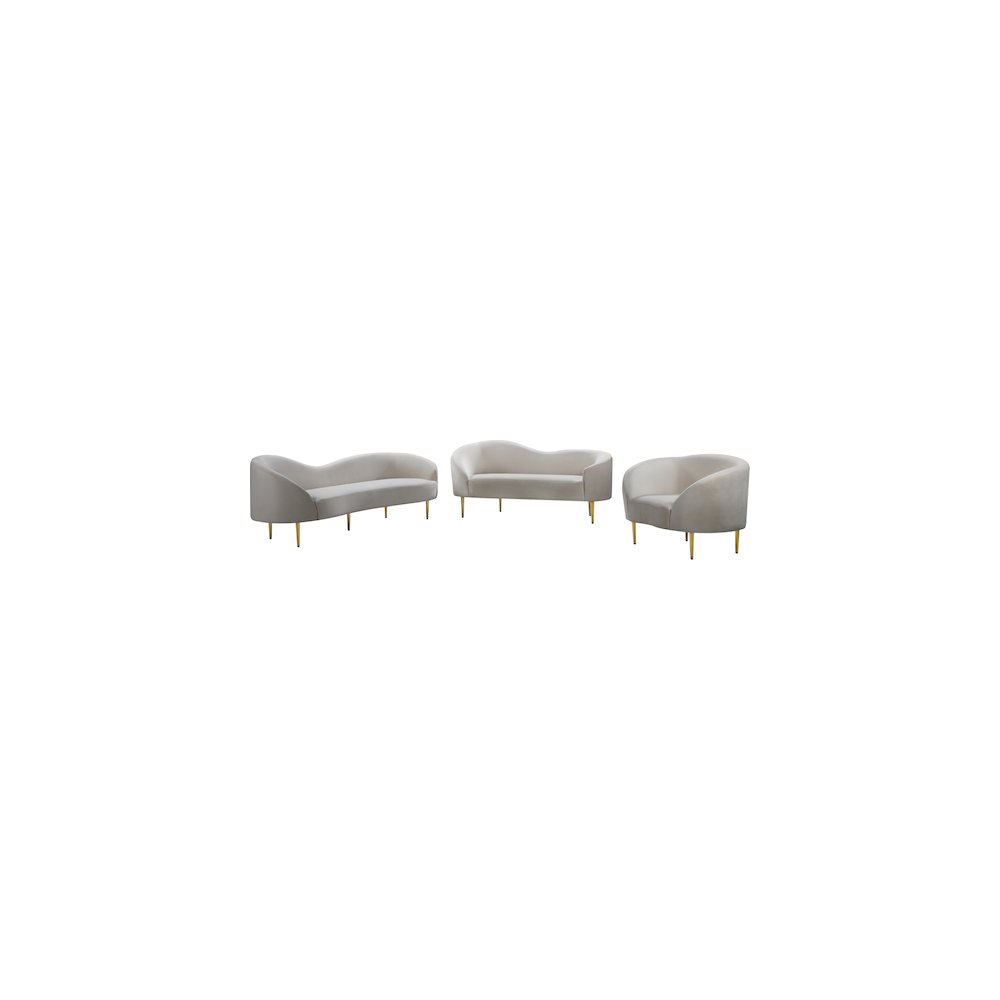 Ritz Cream Velvet Loveseat
