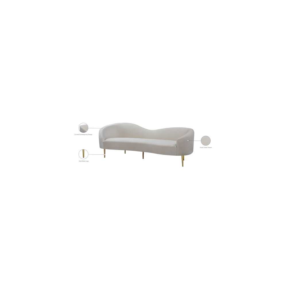 Ritz Cream Velvet Sofa