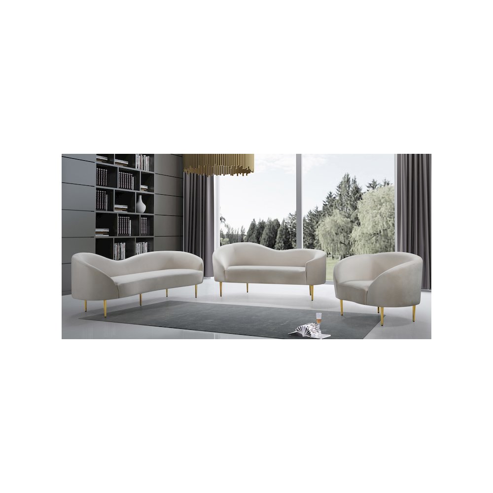 Ritz Cream Velvet Sofa