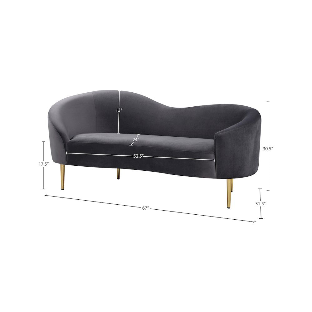 Ritz Grey Velvet Loveseat