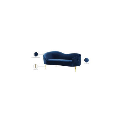 Ritz Navy Velvet Loveseat