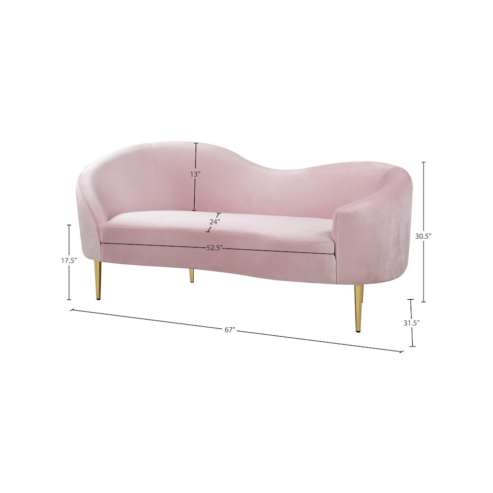 Ritz Pink Velvet Loveseat