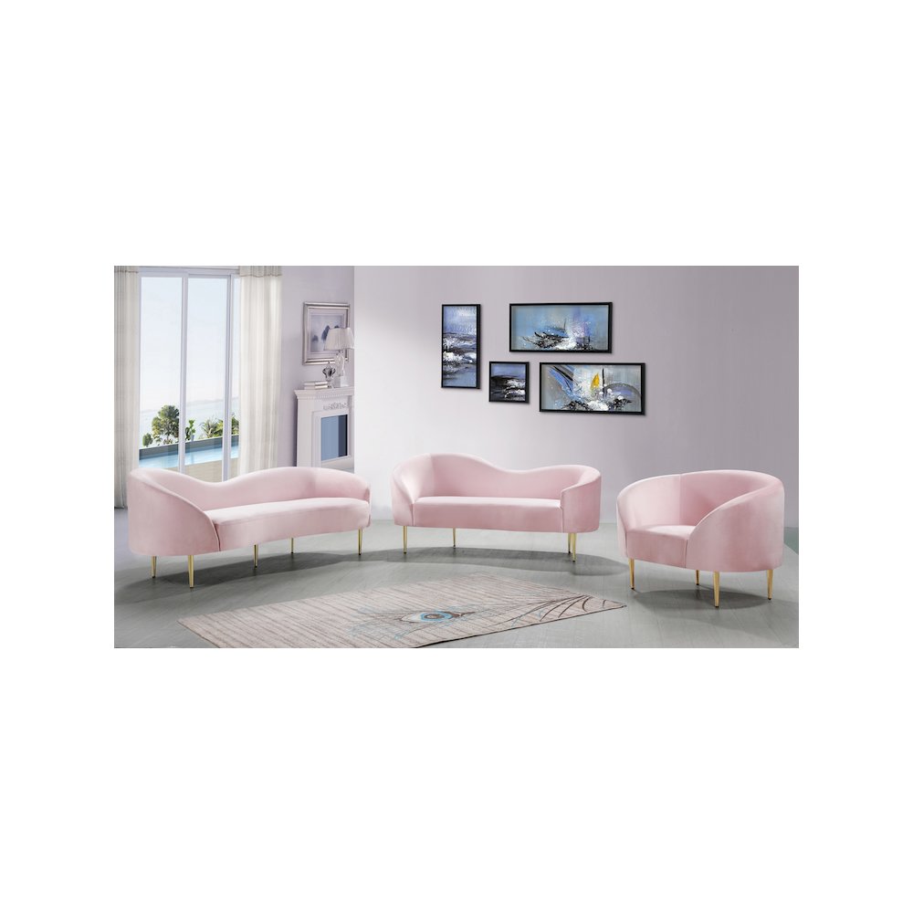 Ritz Pink Velvet Loveseat