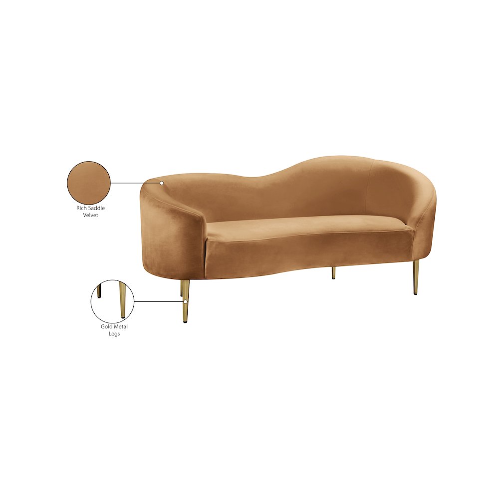 Ritz Saddle Velvet Loveseat
