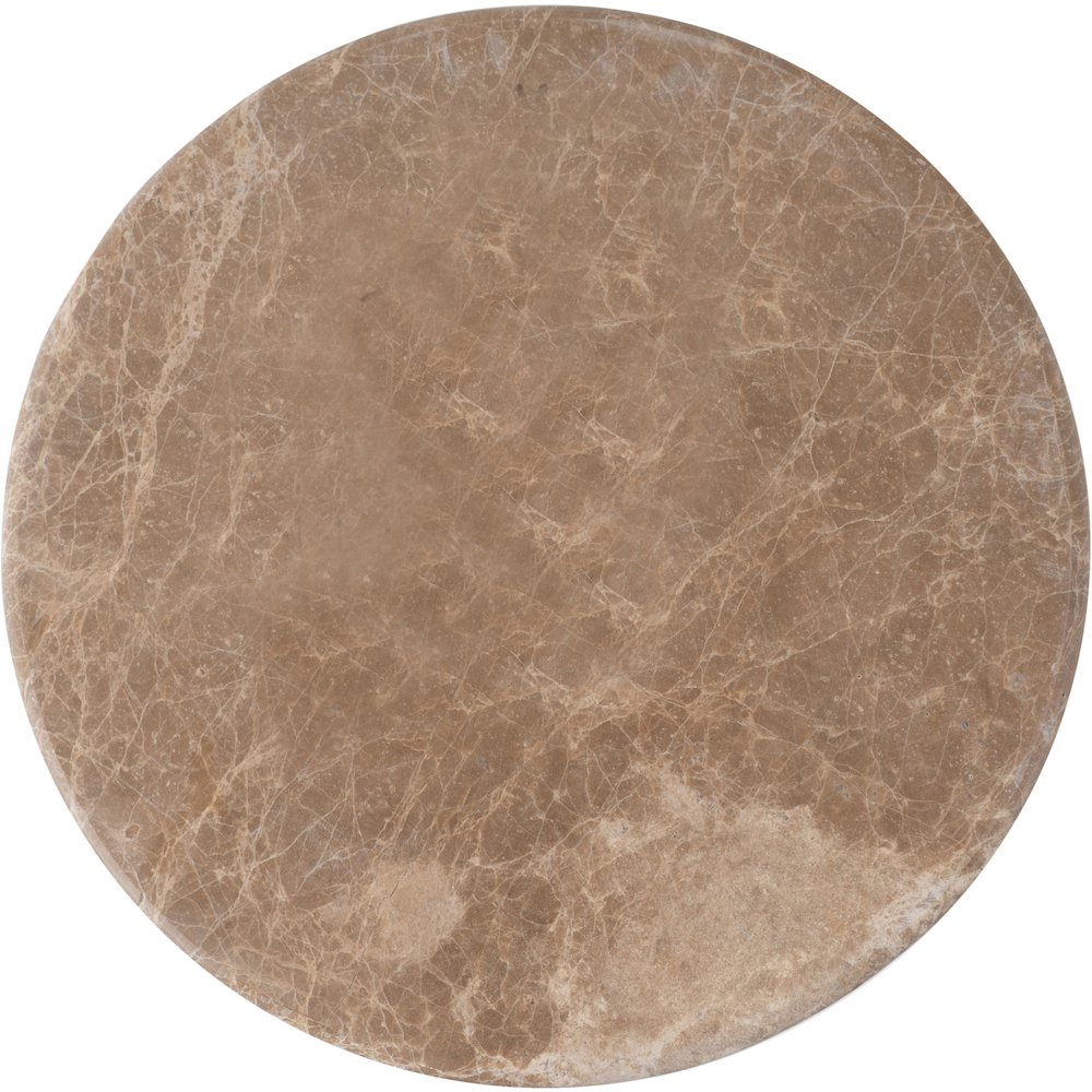 Helix Beige Genuine Marble Top And Aluminum Base End / Side Table