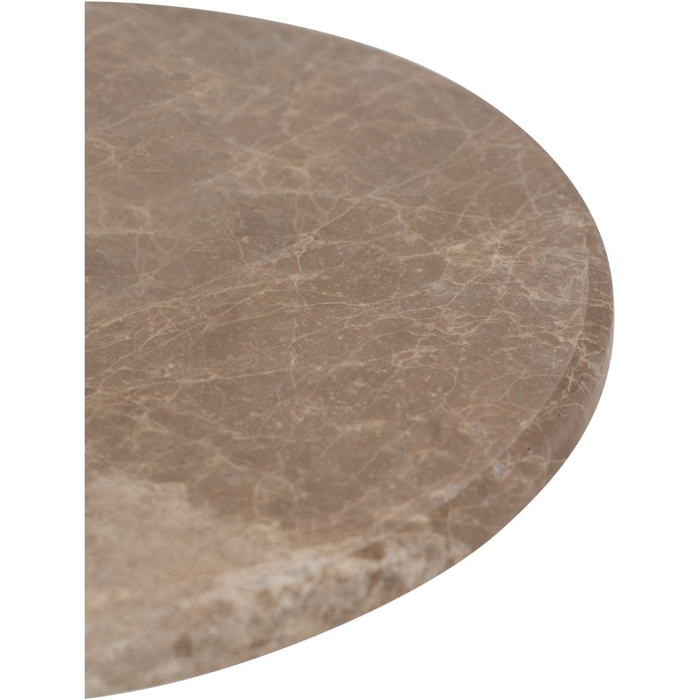 Helix Beige Genuine Marble Top And Aluminum Base End / Side Table