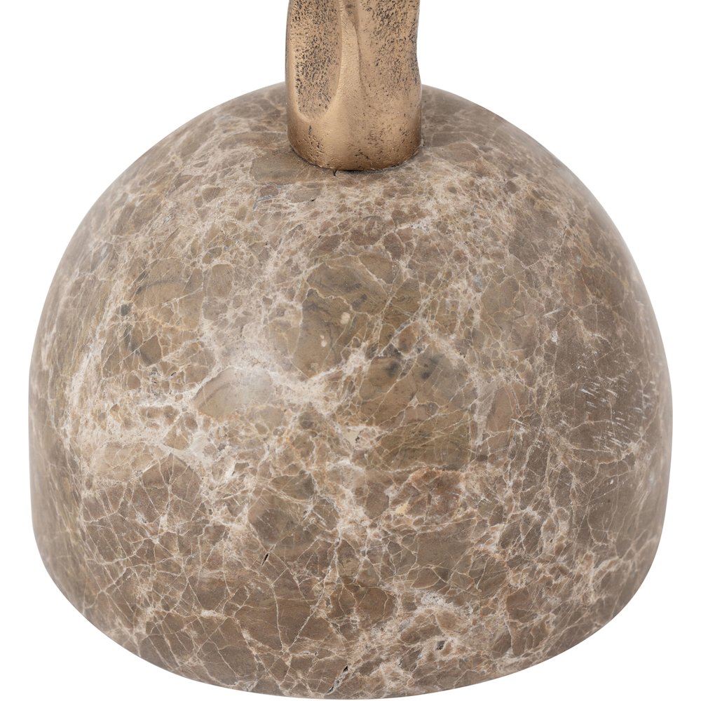 Helix Beige Genuine Marble Top And Aluminum Base End / Side Table