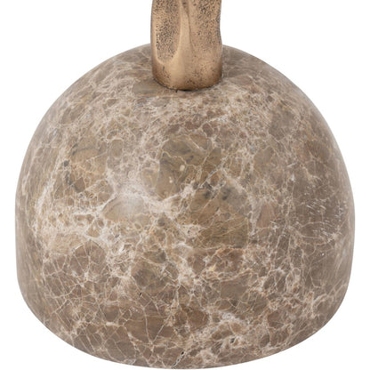 Helix Beige Genuine Marble Top And Aluminum Base End / Side Table