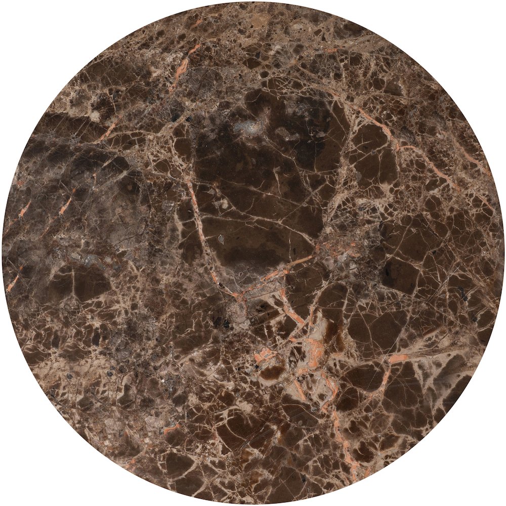Helix Brown Genuine Marble Top And Aluminum Base End / Side Table
