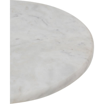Helix White Genuine Marble Top And Aluminum Base End / Side Table
