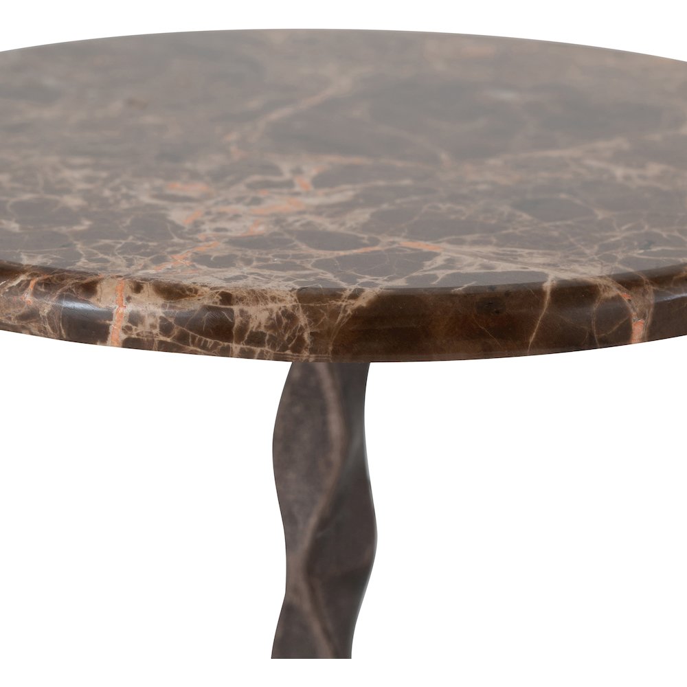 Helix Brown Genuine Marble Top And Aluminum Base End / Side Table