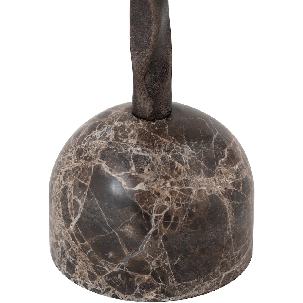 Helix Brown Genuine Marble Top And Aluminum Base End / Side Table