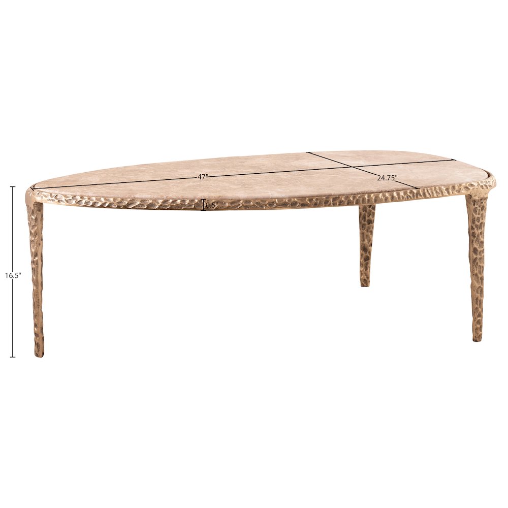 Gild Beige Genuine Marble Top And Aluminum Base Coffee Table