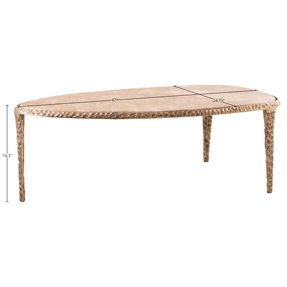 Gild Beige Genuine Marble Top And Aluminum Base Coffee Table