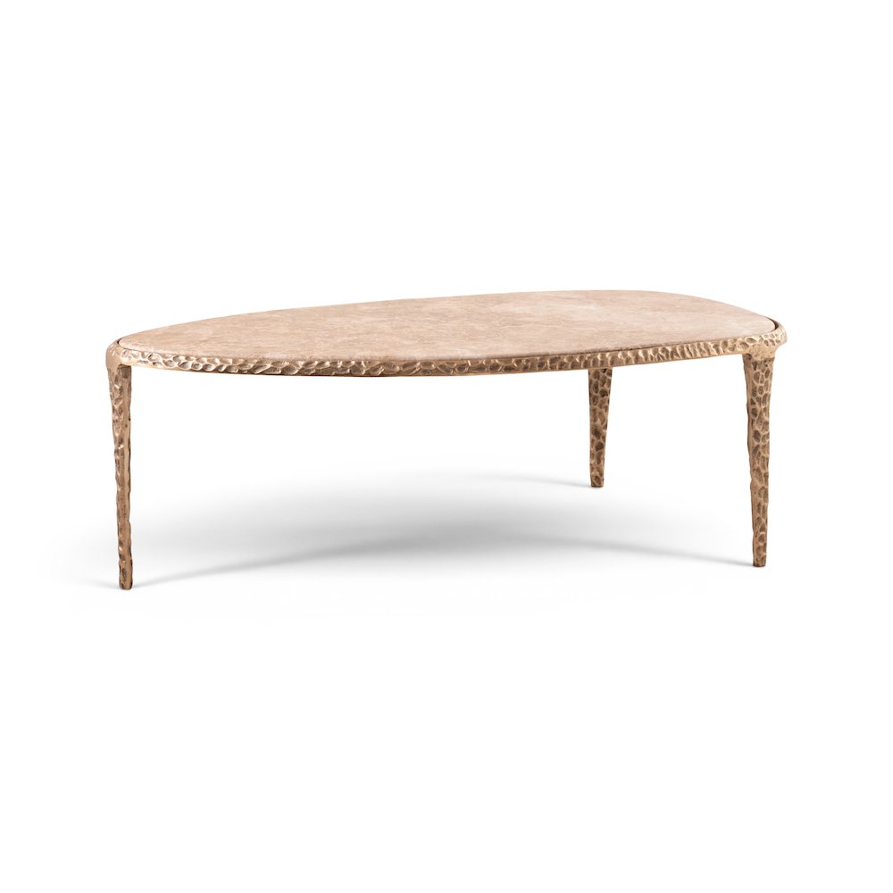 Gild Beige Genuine Marble Top And Aluminum Base Coffee Table