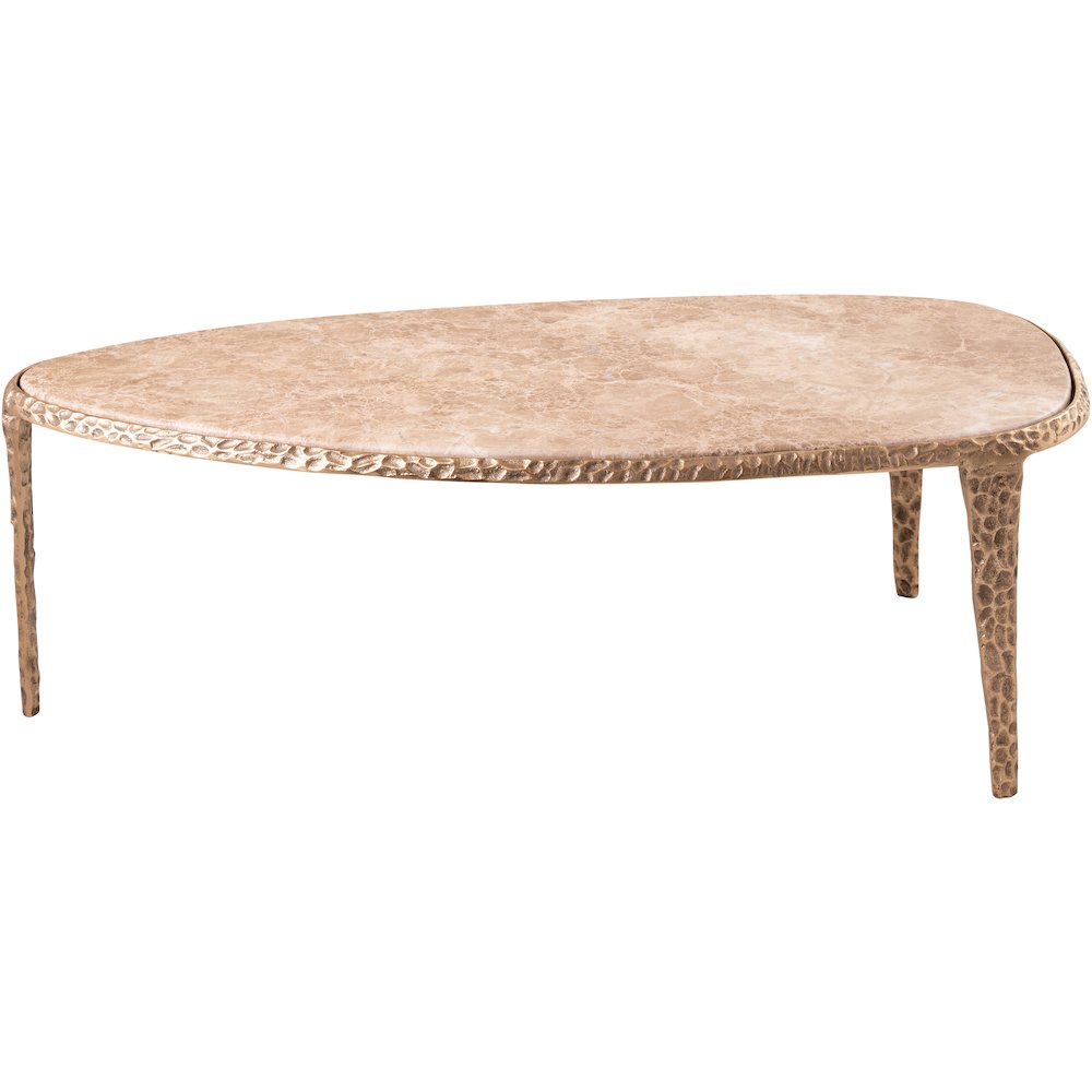 Gild Beige Genuine Marble Top And Aluminum Base Coffee Table