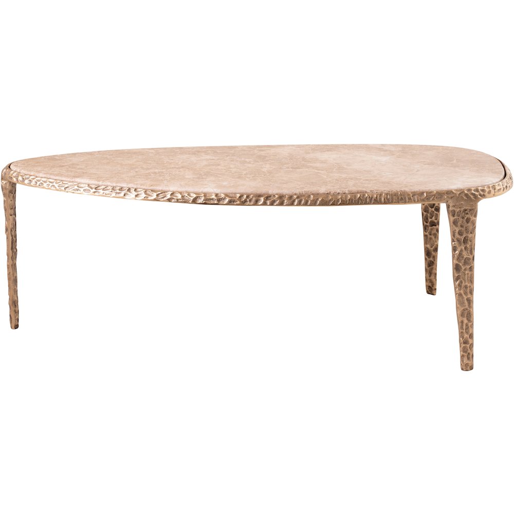 Gild Beige Genuine Marble Top And Aluminum Base Coffee Table
