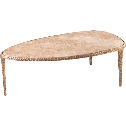 Gild Beige Genuine Marble Top And Aluminum Base Coffee Table