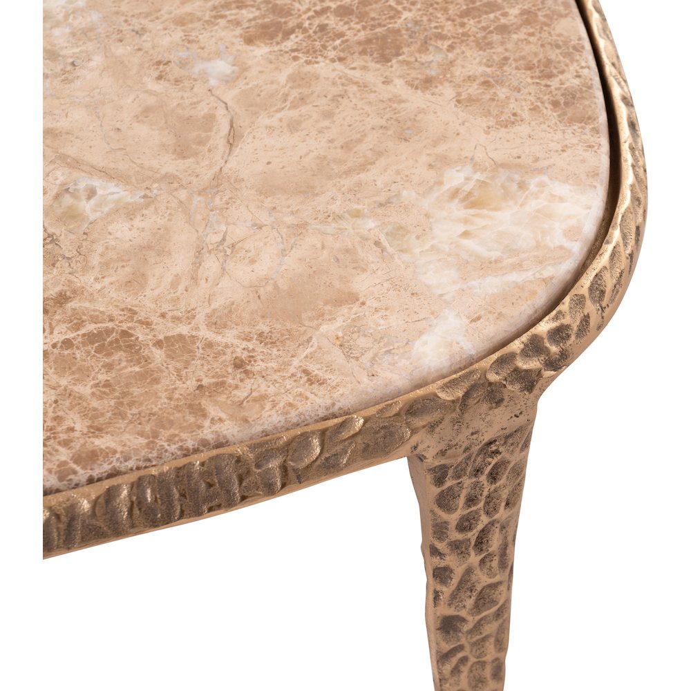 Gild Beige Genuine Marble Top And Aluminum Base Coffee Table