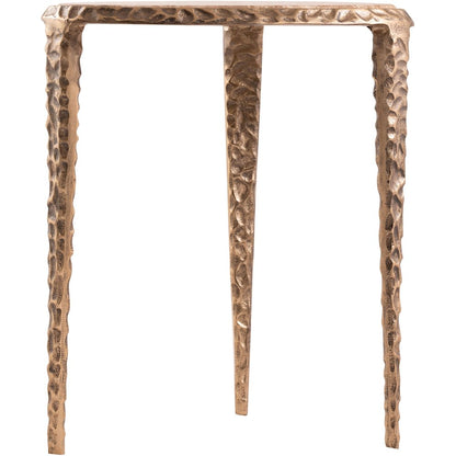 Gild Beige Genuine Marble Top And Aluminum Base End / Side Table