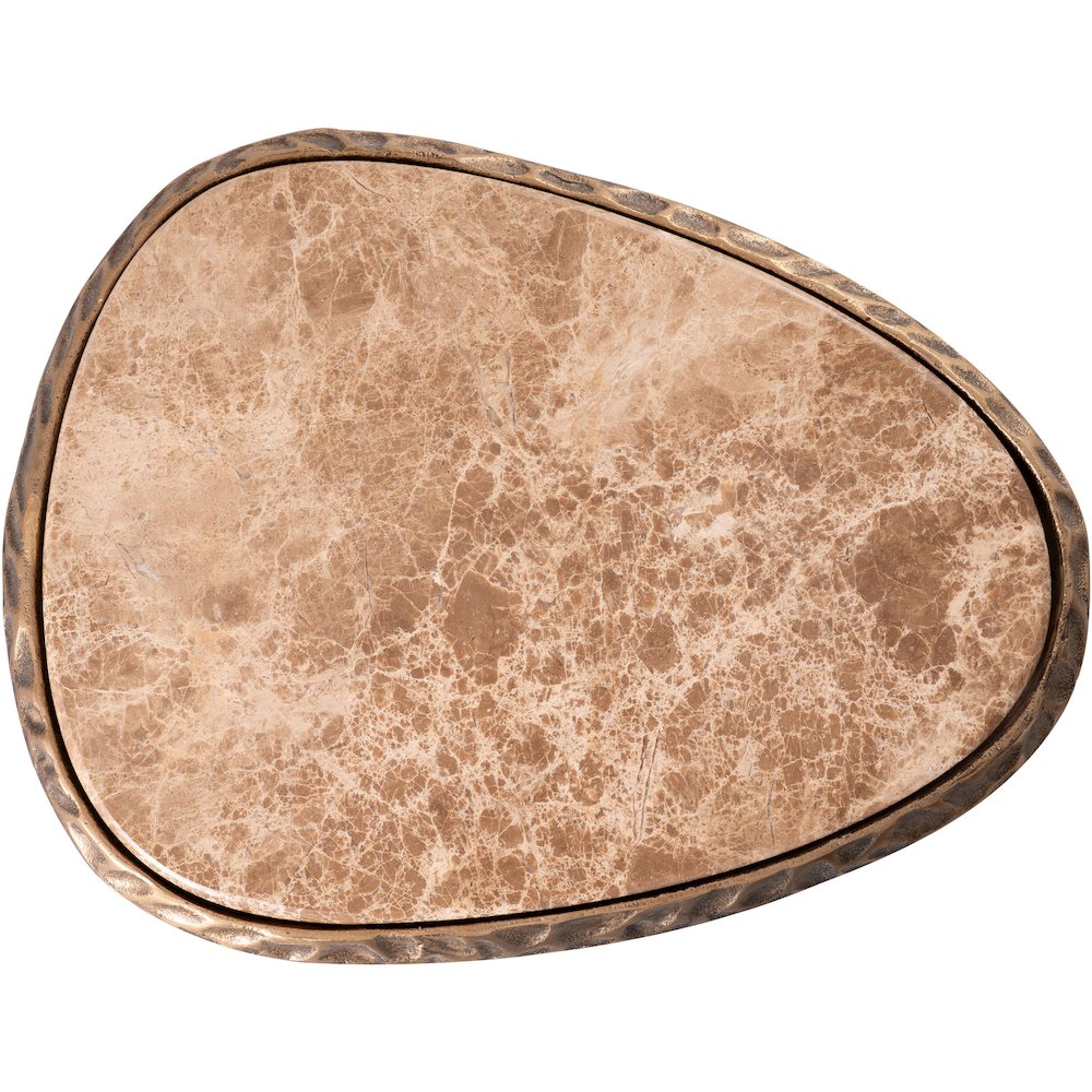 Gild Beige Genuine Marble Top And Aluminum Base End / Side Table