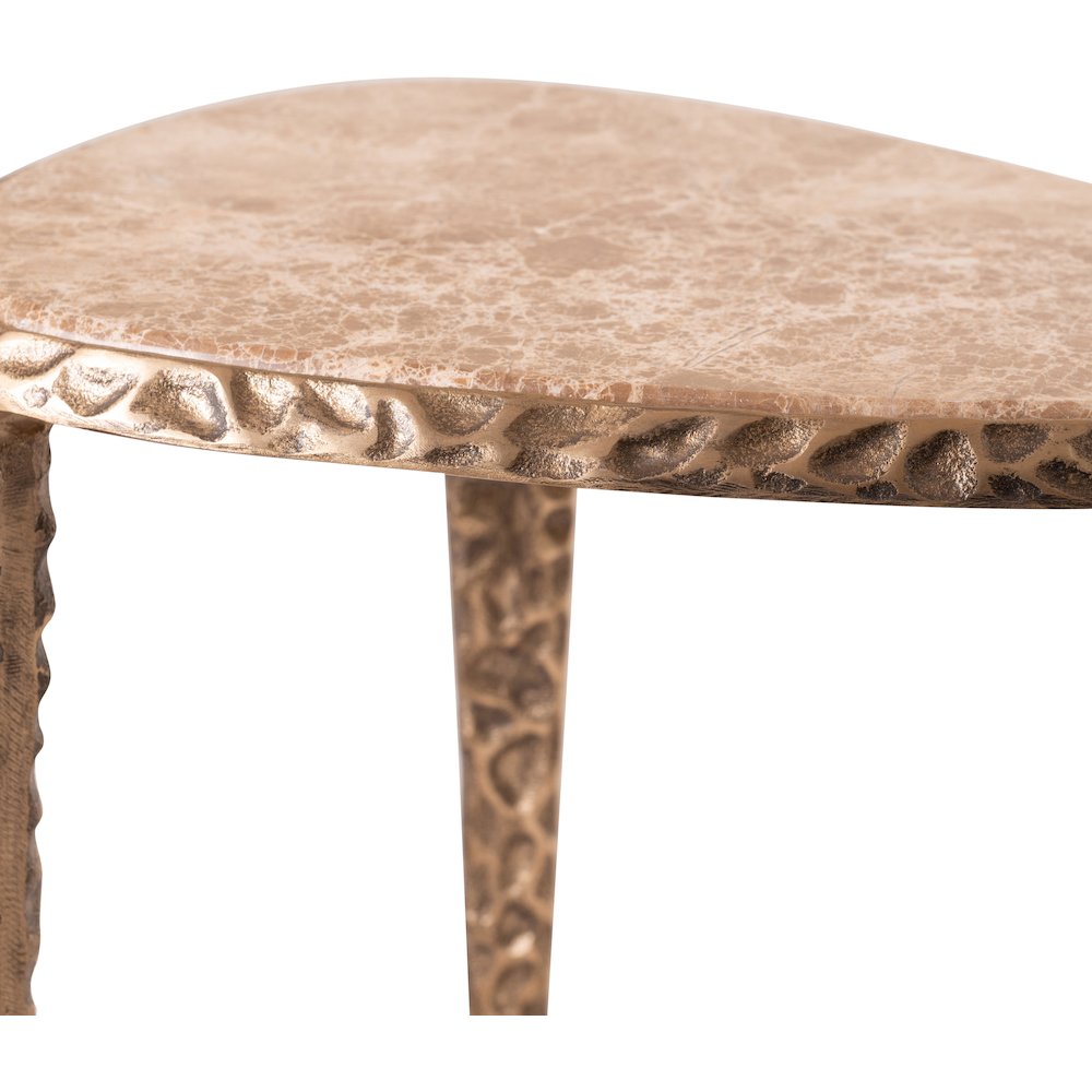 Gild Beige Genuine Marble Top And Aluminum Base End / Side Table