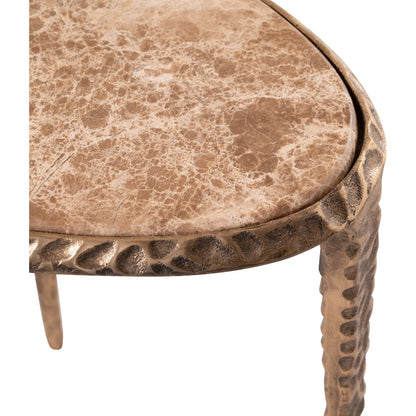 Gild Beige Genuine Marble Top And Aluminum Base End / Side Table